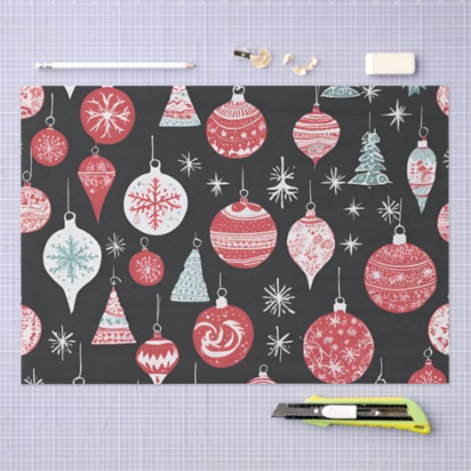 Kerst Ornamenten Zwart Tissuepapier (Craft)