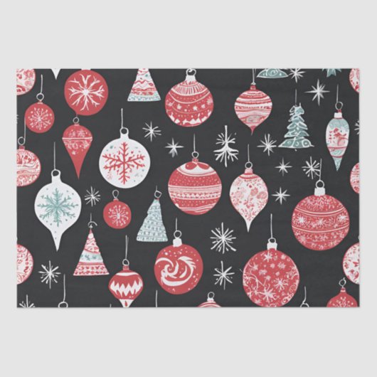 Kerst Ornamenten Zwart Tissuepapier (Voorkant)