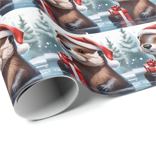 Kerst otter inpakpapier (Rol Hoek)