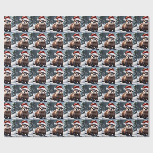 Kerst otter inpakpapier (Vlak)