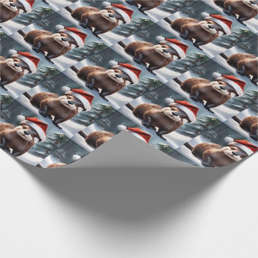 Kerst otter inpakpapier (Hoek)