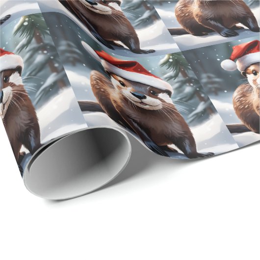 Kerst otter inpakpapier (Rol Hoek)