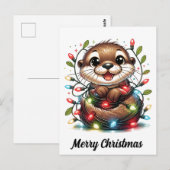 Kerst otter kerst briefkaart (Voorkant / Achterkant)
