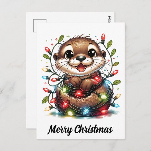 Kerst otter kerst briefkaart (Voorkant / Achterkant)