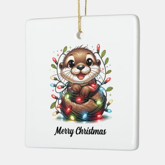 Kerst otter kerst keramisch ornament (Links)