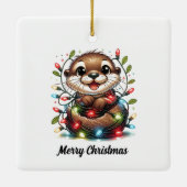 Kerst otter kerst keramisch ornament (Achterkant)