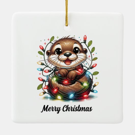 Kerst otter kerst keramisch ornament (Achterkant)