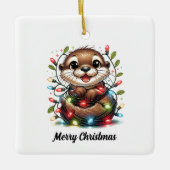 Kerst otter kerst keramisch ornament (Voorkant)