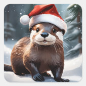 Kerst Otter Stickers (Voorkant)
