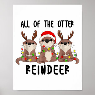 Kerst Otters Schattig Alle Van De Otter Rendieren  Poster