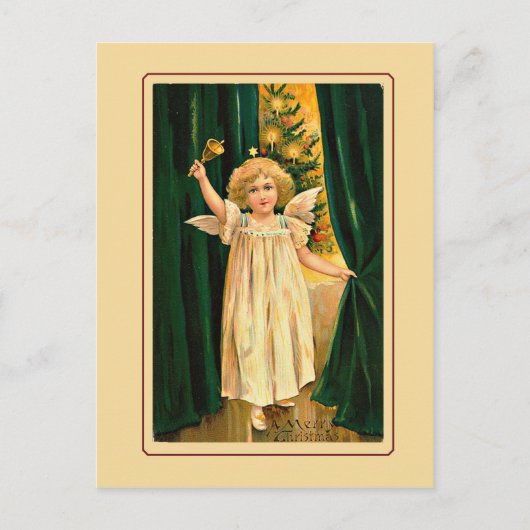 Kerst Oud Kerstmis Engel aankondigen Feestdagenkaart (Voorkant)