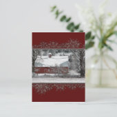 Kerst Oude Rode Schuur in het Sneeuw Briefkaart (Staand voorkant)