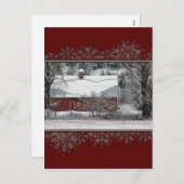 Kerst Oude Rode Schuur in het Sneeuw Briefkaart (Voorkant / Achterkant)