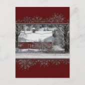 Kerst Oude Rode Schuur in het Sneeuw Briefkaart (Voorkant)