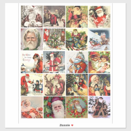 Kerst oude wereld  sinterklaas kunst sticker (Vel)