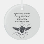 Kerst Outdoor Heart Wings Paar Verloving Glas Ornament (Voorkant)