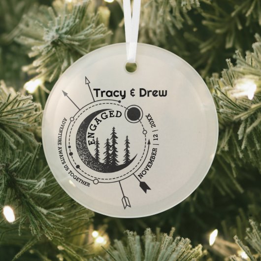 Kerst Outdoor Moon Arrow Paar Verloving Glas Ornament (Insitu)