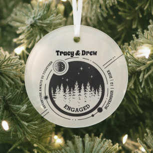 Kerst Outdoor Night Star PineCouple Verloving Glas Ornament