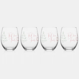 Kerst Outline Art Wijnglas Zonder Voet