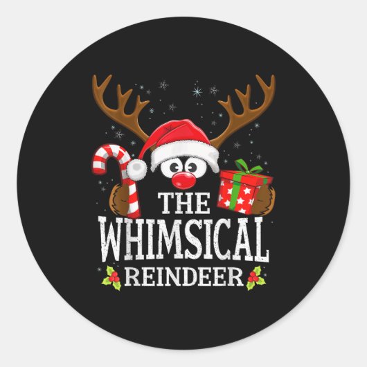 Kerst Overeenkomst De Whimsical Rendier Familie  Ronde Sticker (Voorkant)