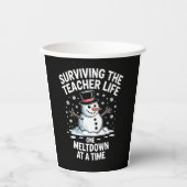 Kerst Overlevende Leraar Leven Meltdown Kerstmis Papieren Bekers (Voorkant)