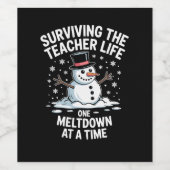 Kerst Overlevende Leraar Leven Meltdown Kerstmis Wijn Etiket (Enkel label)