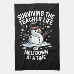 Kerst Overlevende Leraar Leven Smeltend Xmas Theedoek