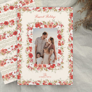 kerst overvloed elegante blad foto frame feestdagenkaart