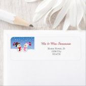 Kerst paar sneeuwpoppen grappige feestdagen etiket (Insitu)