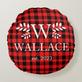 Kerst Paar vakantie monogram pasgetrouwde foto Rond Kussen