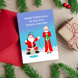 Kerst Paar Vist Kerstman & Mevrouw Claus Kaart