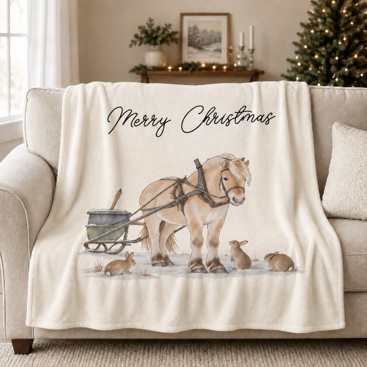 Kerst Paard Dieren Winter Fleece Deken