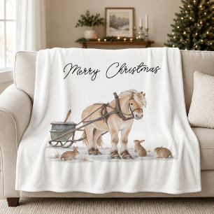 Kerst Paard Dieren Winter Fleece Deken