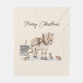 Kerst Paard Dieren Winter Fleece Deken (Voorkant)