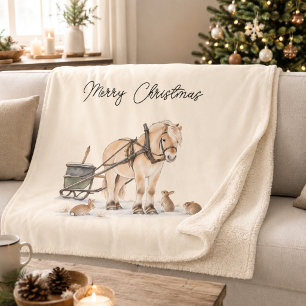 Kerst Paard Dieren Winter Sherpa Deken