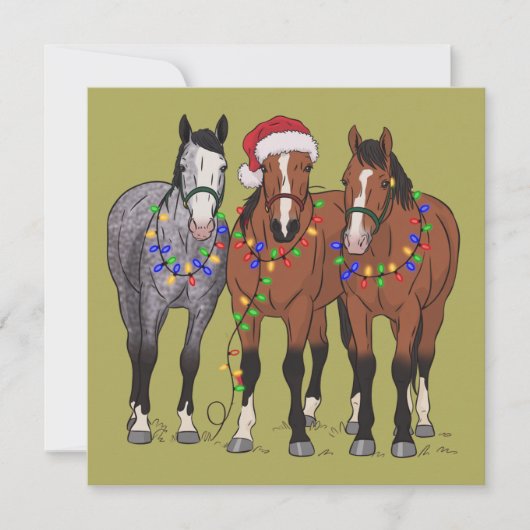 Kerst paard minnaar dier boerderij dier liefhebber feestdagenkaart (Voorkant)