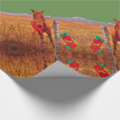 Kerst Paard Rode strik & kous groene Stripes Cadeaupapier (Hoek)