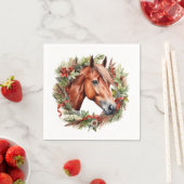 Kerst Paard Servetten - Kastanje Paard & Krans (Insitu)