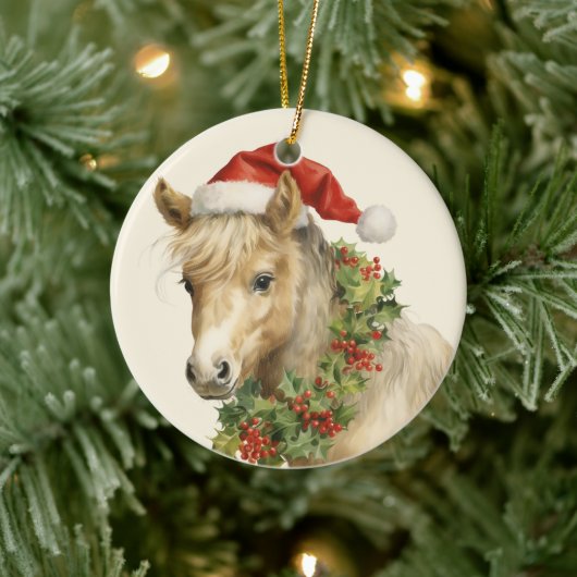 Kerst paard tekst toevoegen waterverf keramiek keramisch ornament (Boom)