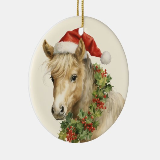 Kerst paard tekst toevoegen waterverf keramiek keramisch ornament (Rechts)