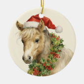 Kerst paard tekst toevoegen waterverf keramiek keramisch ornament (Voorkant)