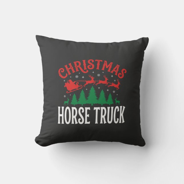 Kerst Paard Truck Sinterklaas Slede Kussen (Voorkant)