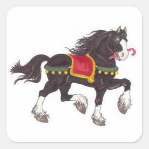 Kerst Paard Vierkante Stickers