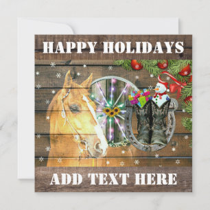 Kerst Paard Wagenwiel Cowboylaarzen Slinger Notitiekaartje
