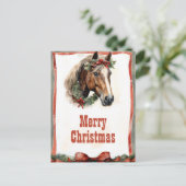 Kerst Paard Waterverf Briefkaart (Staand voorkant)