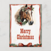 Kerst Paard Waterverf Briefkaart (Voorkant)