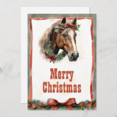 Kerst Paard Waterverf Feestdagenkaart (Voorkant / Achterkant)