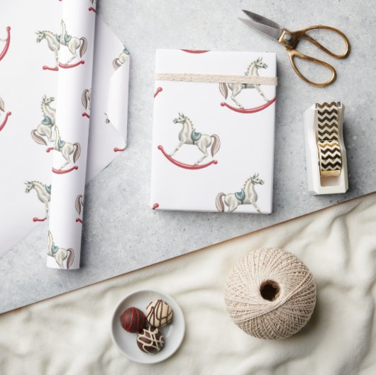 Kerst Paardrijden Patroon Cadeaupapier (Crafts)