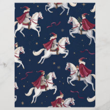 Kerst Paardrijders Bourgogne Scrapbook Papier