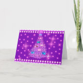 Kerst Paarse Crown Tree Wenskaart Kaart (Voorkant)